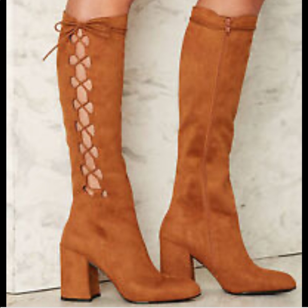 Nasty Gal Cognac Lace-up Boots
